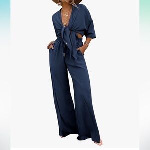 Navy Blue 2 Piece Pant Set Size Medium